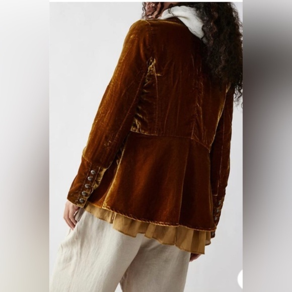 Free People Faye Velvet‎ Jacket in Warm Tobacco Size Small brand new - Picture 6 of 6